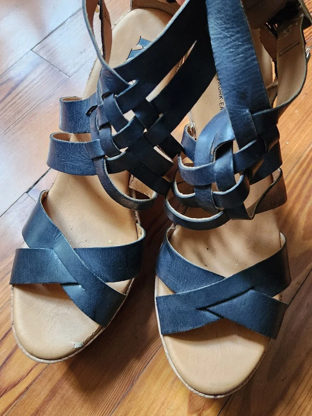 Korks by Kork-Ease Black Wedge Braided Sandal 10